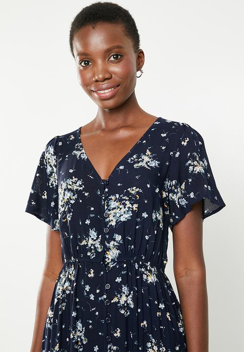 Revenge - Button down V-neck floral maxi - multi 