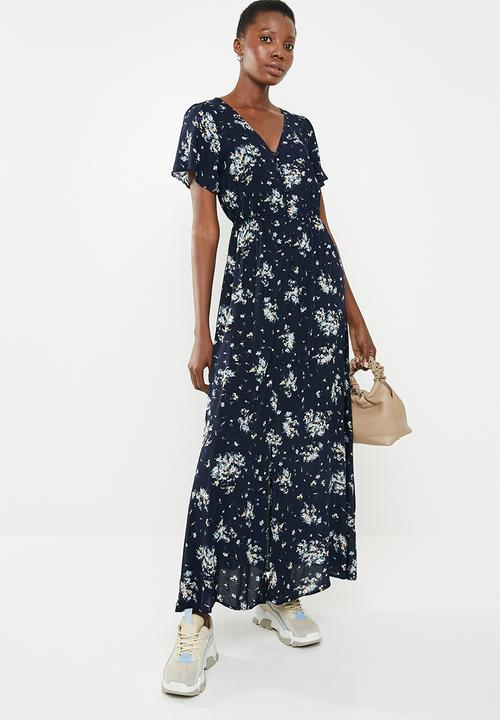 Revenge - Button down V-neck floral maxi - multi 