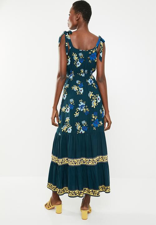Revenge - V-neck tiered maxi dress - multi black