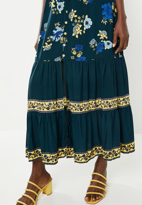 Revenge - V-neck tiered maxi dress - multi black