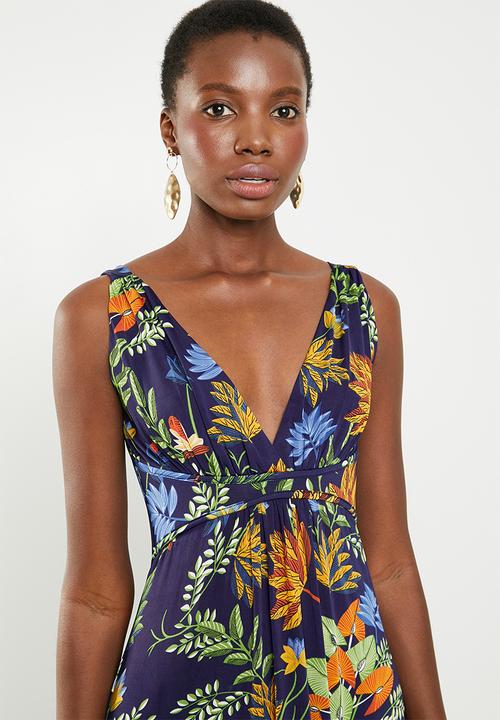 Revenge - Empire line leaf print maxi - multi 