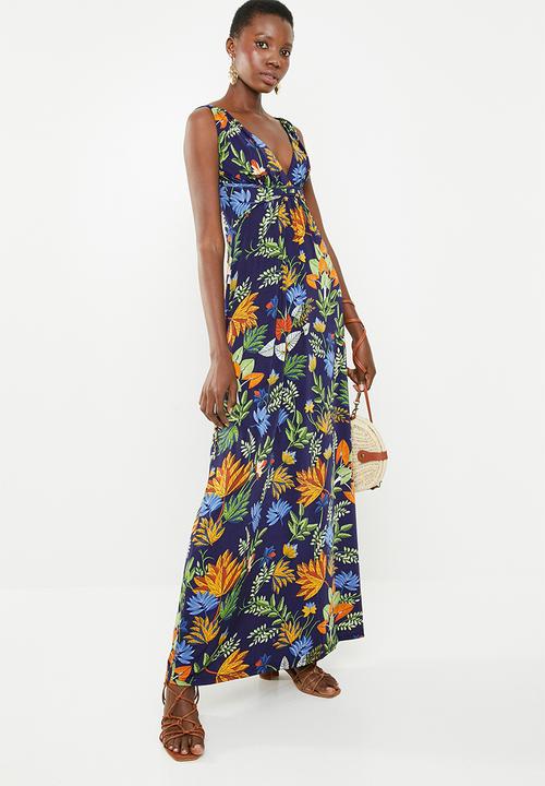Revenge - Empire line leaf print maxi - multi 