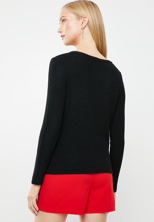 New Look - Ribbed twist top - black