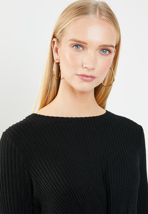 New Look - Ribbed twist top - black