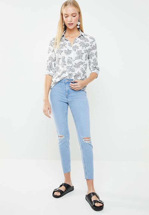 New Look - Bleached rip skinny jeans - blue