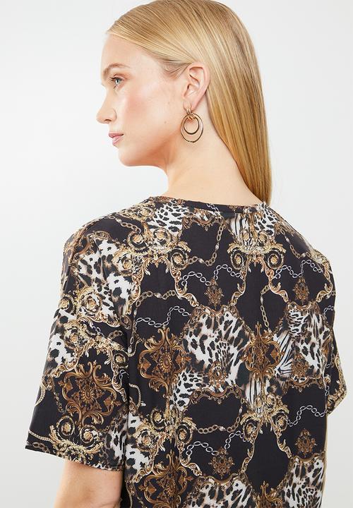 New Look - Animal chain T-shirt dress - black & brown