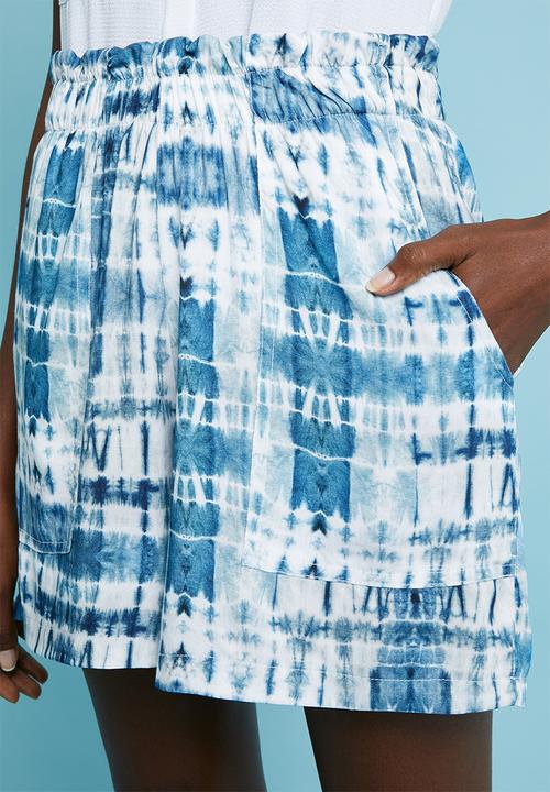 Superbalist - Tie-dye soft paperbag shorts - blue