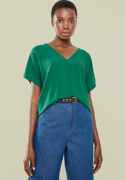 Superbalist - V-neck basic blouse - green