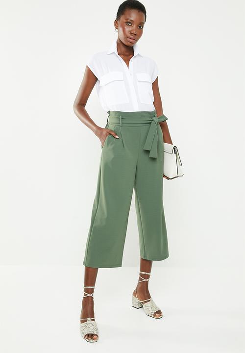 Jacqueline de Yong - Tailor wide culotte pant - green