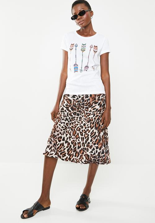 ONLY - Amy fit arrow tee - white
