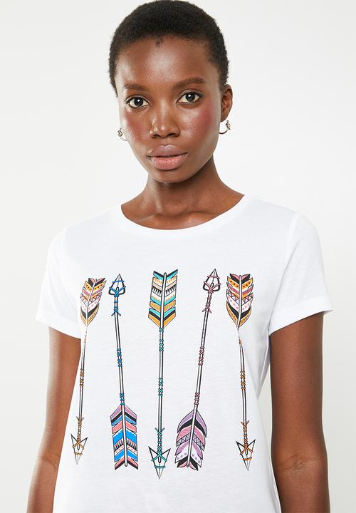 ONLY - Amy fit arrow tee - white