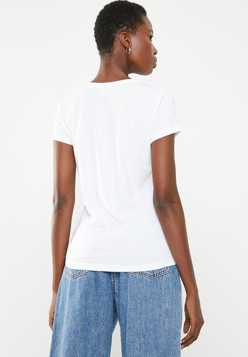 ONLY - Amy fit feather tee - white