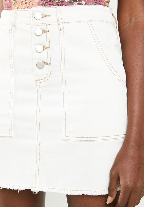 Superbalist - Neutral denim mini skirt with buttons - white