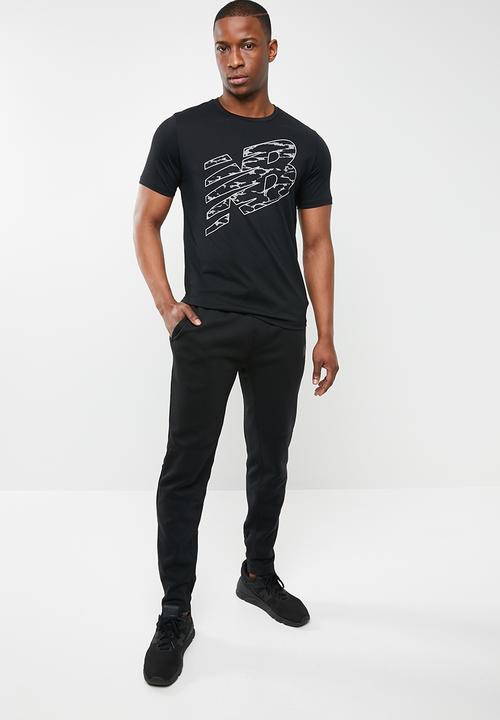 New Balance  - Tenacity heather short sleeve print T-shirt - black