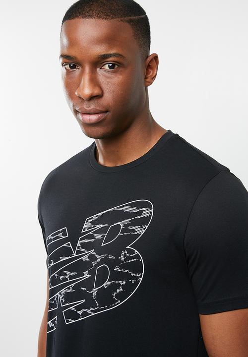New Balance  - Tenacity heather short sleeve print T-shirt - black