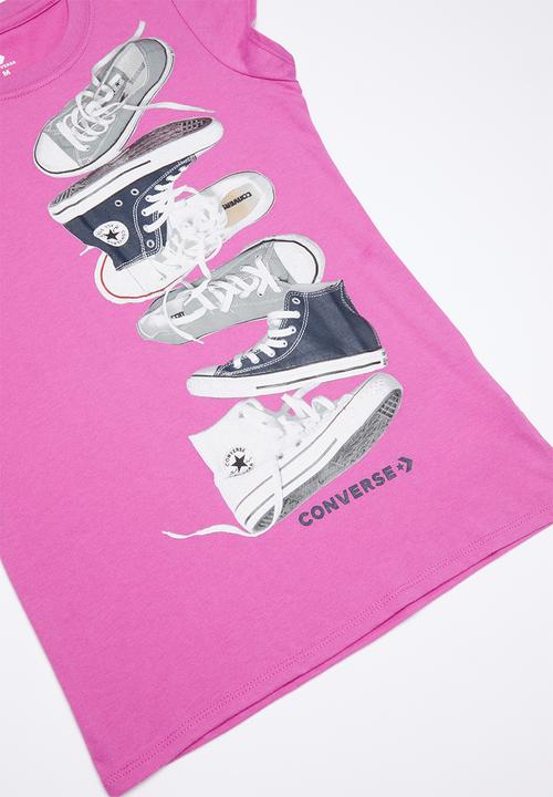 Converse - Girls falling chucks tee - purple 