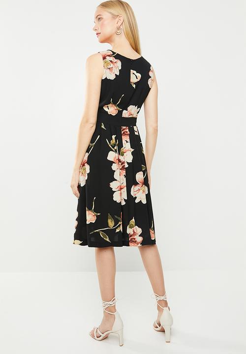 Revenge - Sleeveless floral dress with pleated skirt - multi