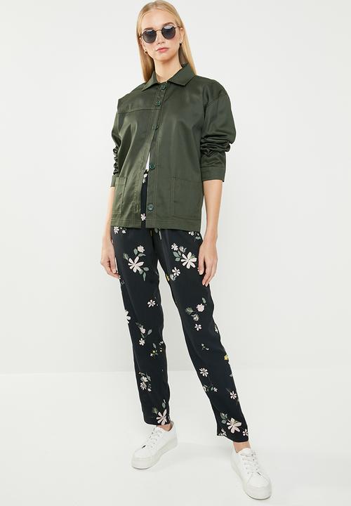 Jacqueline de Yong - Star floral pants - black