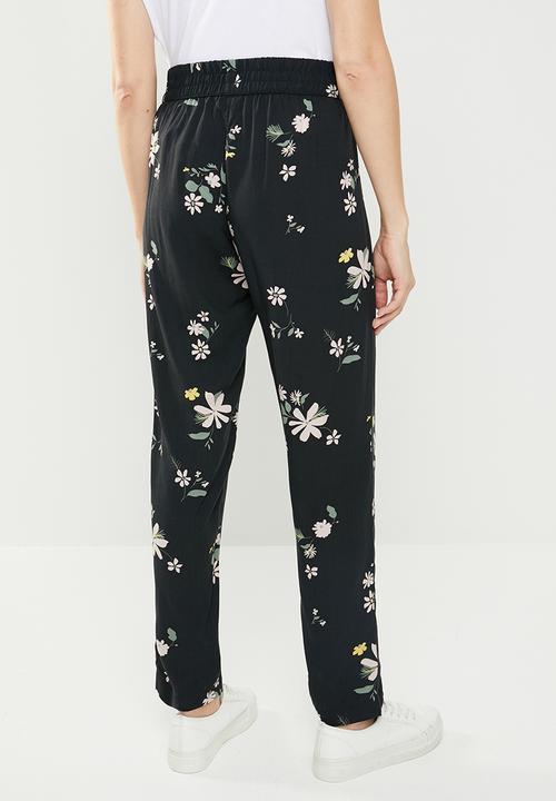 Jacqueline de Yong - Star floral pants - black