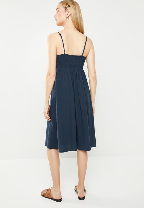 Revenge - Keyhole button through midi dress - navy