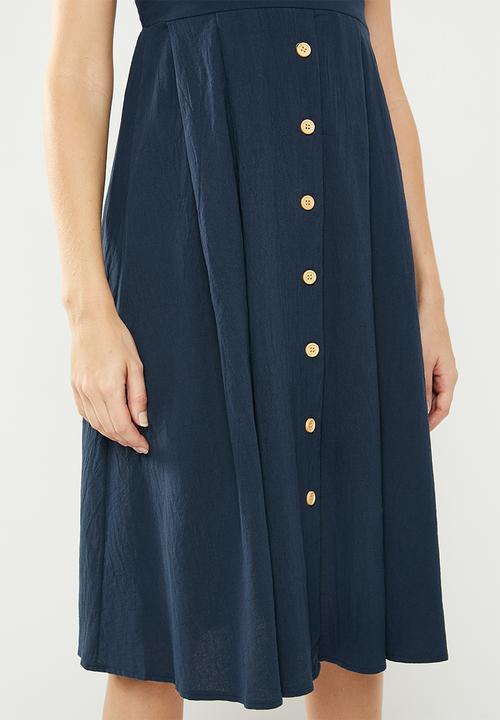 Revenge - Keyhole button through midi dress - navy