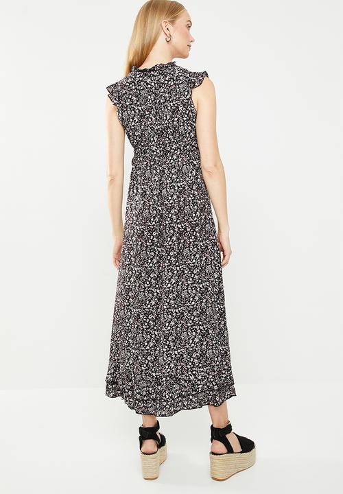 Revenge - V front empire line maxi - black & pink
