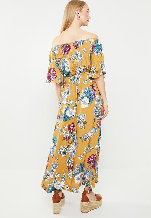 Revenge - Off shoulder floral maxi - yellow