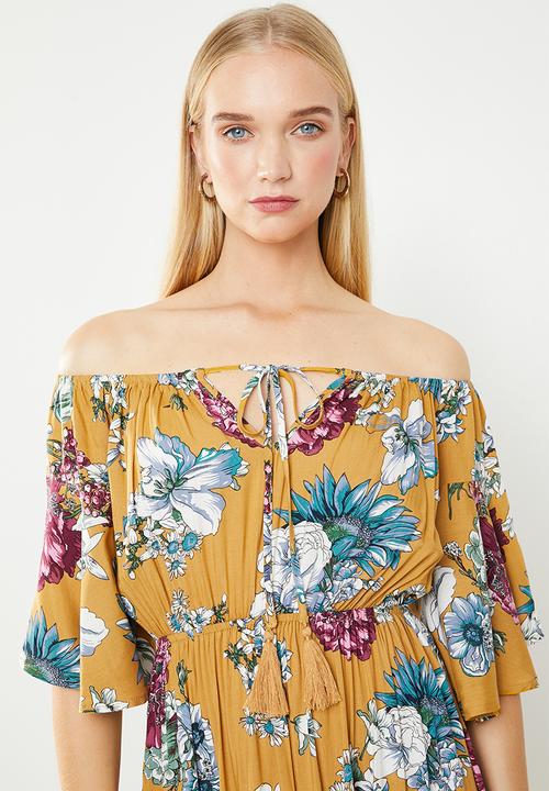 Revenge - Off shoulder floral maxi - yellow