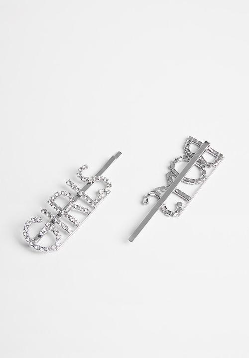 Superbalist - "Boys" & "girls" hairclip set - silver