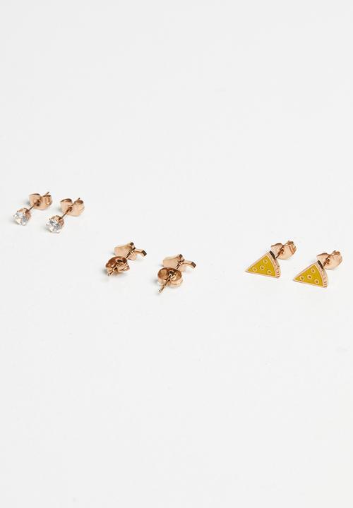 Pop Candy - 3 Sets multi pack earrings - gold 