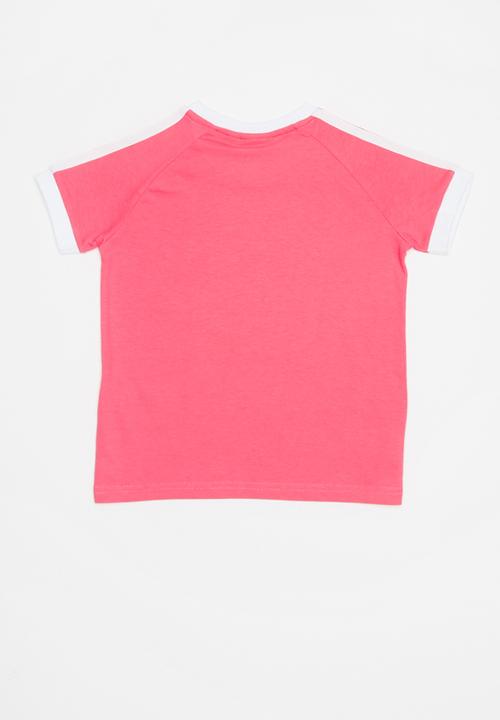 adidas Originals - 3 stripes tee  - pink & white