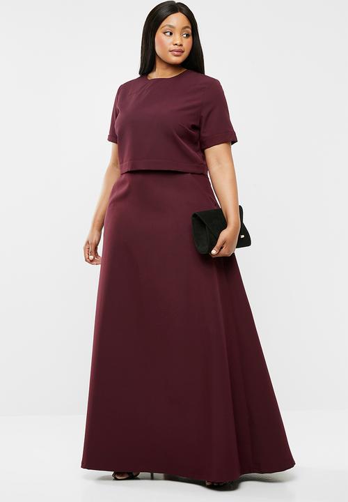 AMANDA LAIRD CHERRY - Plus size lindiwe skirt & naledi top set - burgundy