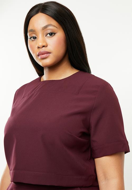 AMANDA LAIRD CHERRY - Plus size lindiwe skirt & naledi top set - burgundy
