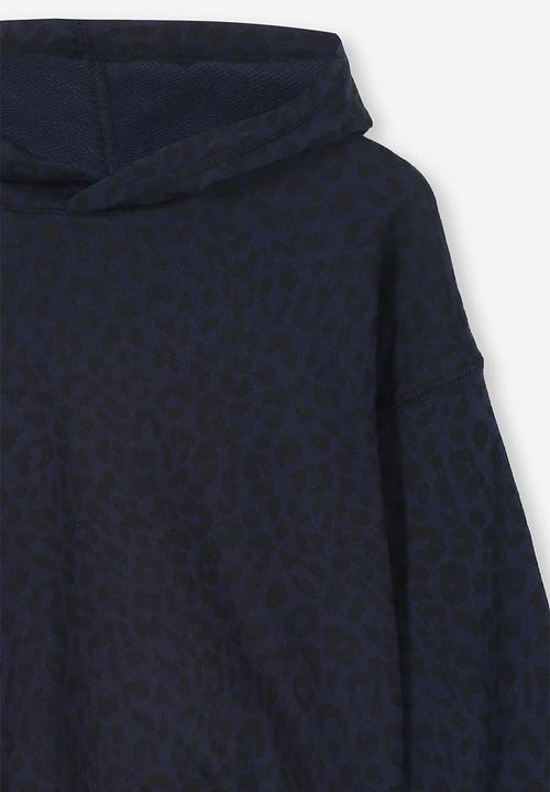Cotton On - Suvi crop hoodie - black & blue