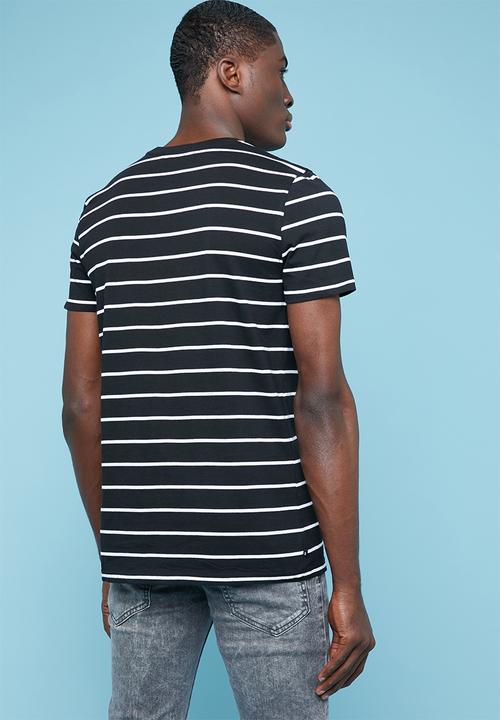 Superbalist - Nautical stripe crew neck tee - black & white 