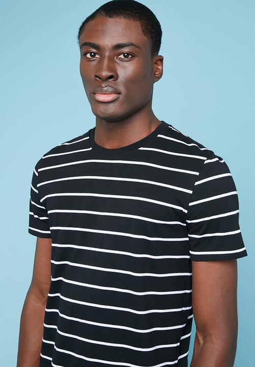 Superbalist - Nautical stripe crew neck tee - black & white 
