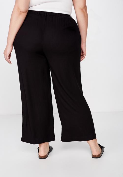 Cotton On - Curve wide drape pant - black