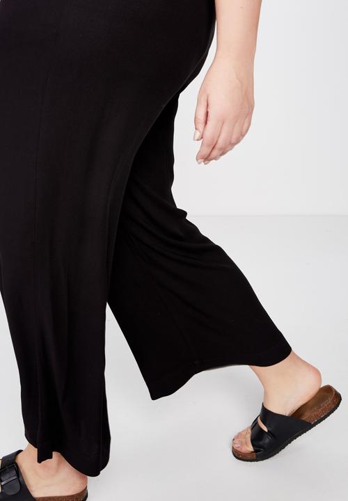 Cotton On - Curve wide drape pant - black