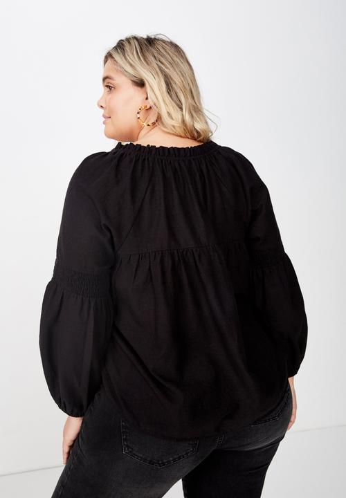 Cotton On - Curve breanne woven top - black