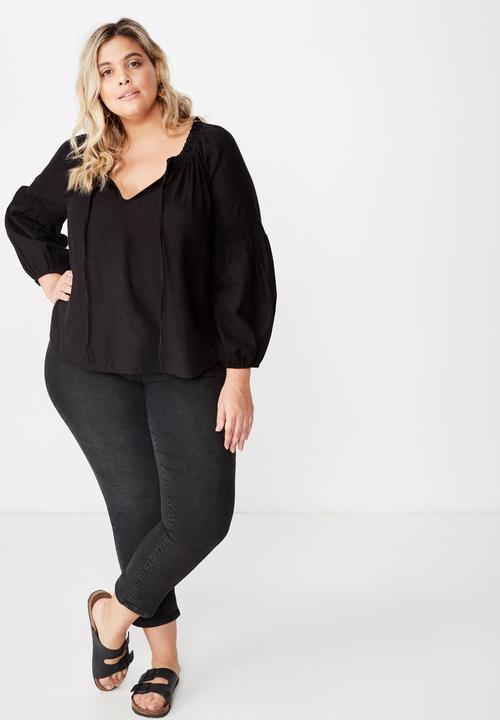 Cotton On - Curve breanne woven top - black