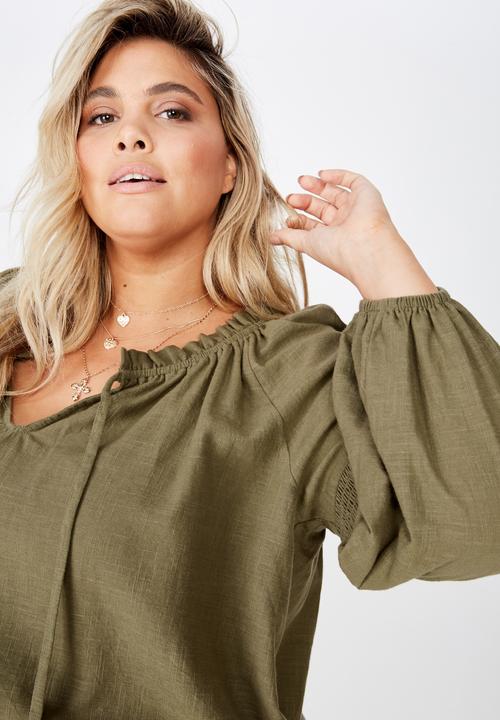 Cotton On - Curve breanne woven top - khaki