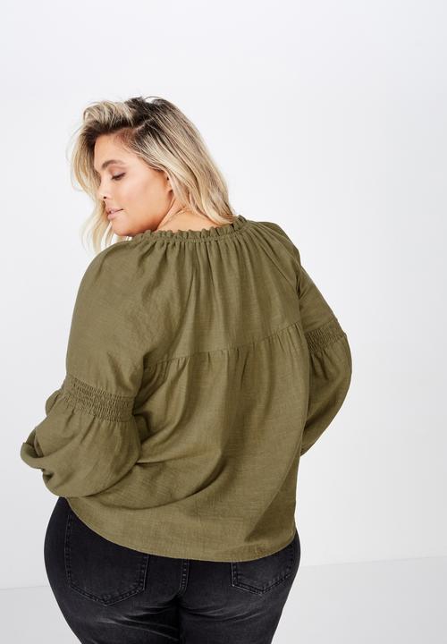 Cotton On - Curve breanne woven top - khaki