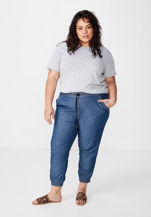Cotton On - Curve relaxed shirred pant - blue