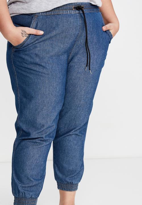 Cotton On - Curve relaxed shirred pant - blue