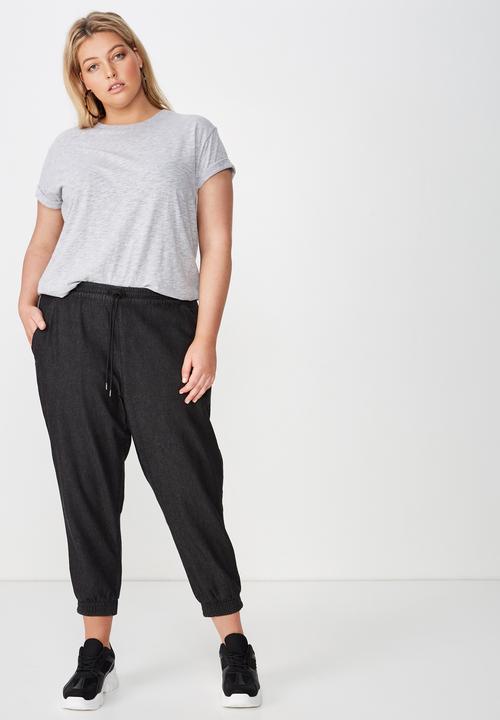 Cotton On - Curve relaxed shirred pant - black