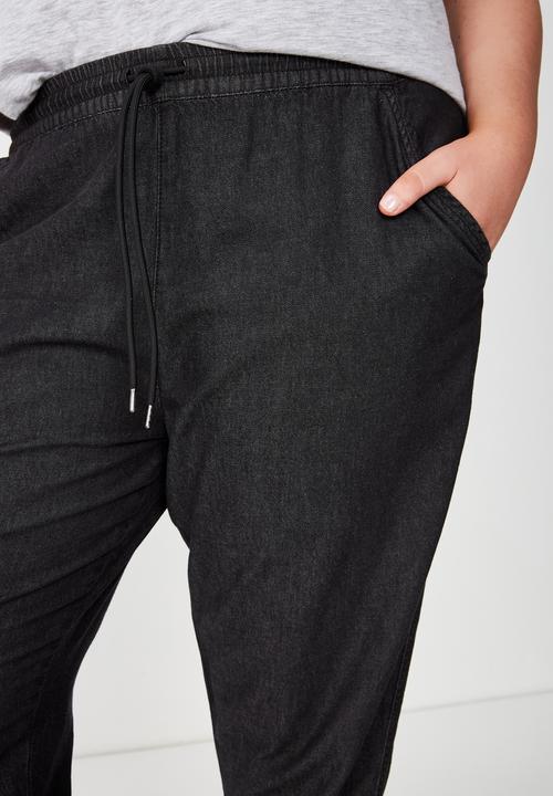 Cotton On - Curve relaxed shirred pant - black