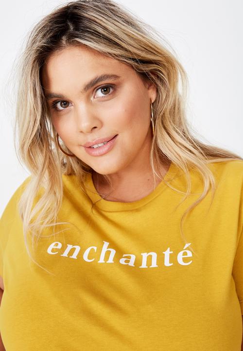 Cotton On - Curve graphic tee enchante - yellow
