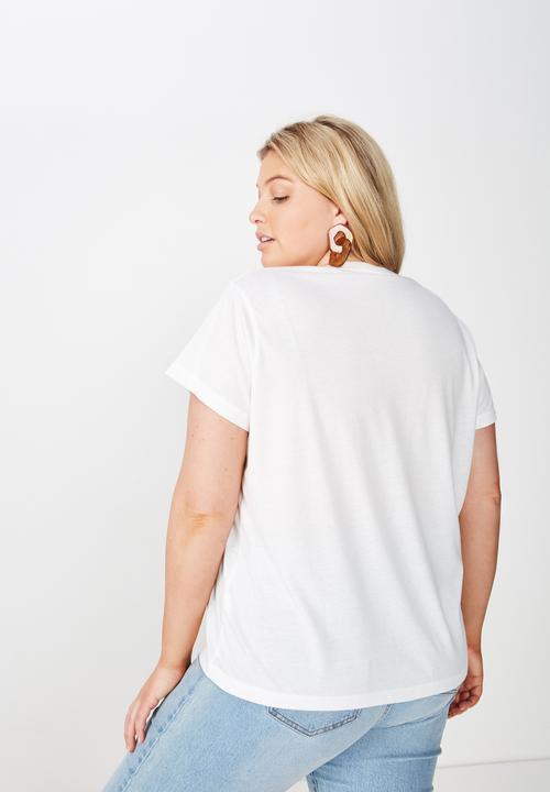 Cotton On - Curve graphic tee palm springs - white