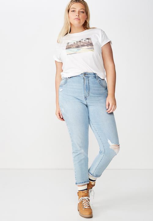Cotton On - Curve graphic tee palm springs - white