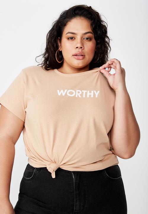Cotton On - Curve graphic tee worthy - neutral